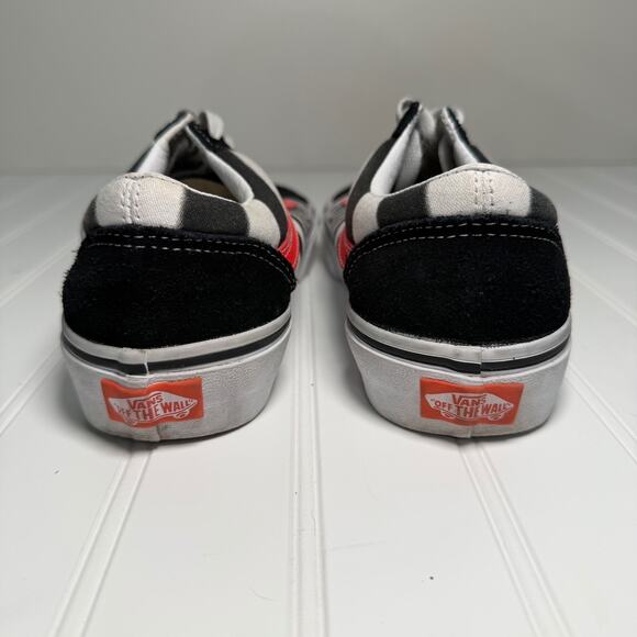 Vans Old Skool Women’s 9 Black Fiery Coral Swirl Zebra Print Skate Shoes Retro - Picture 4 of 8